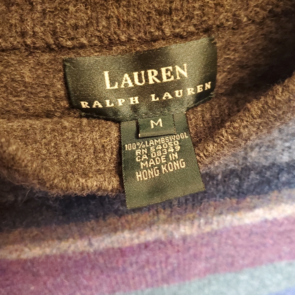 Ralph Laure Lambswool Colorful Striped Woman’s Sweater Size M - Picture 4 of 6